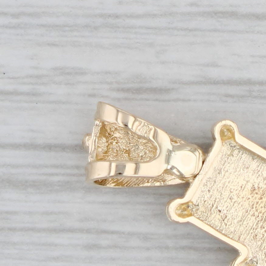 Gray Ornate Heart Cross Pendant 14k Yellow Gold Statement Religious Jewelry