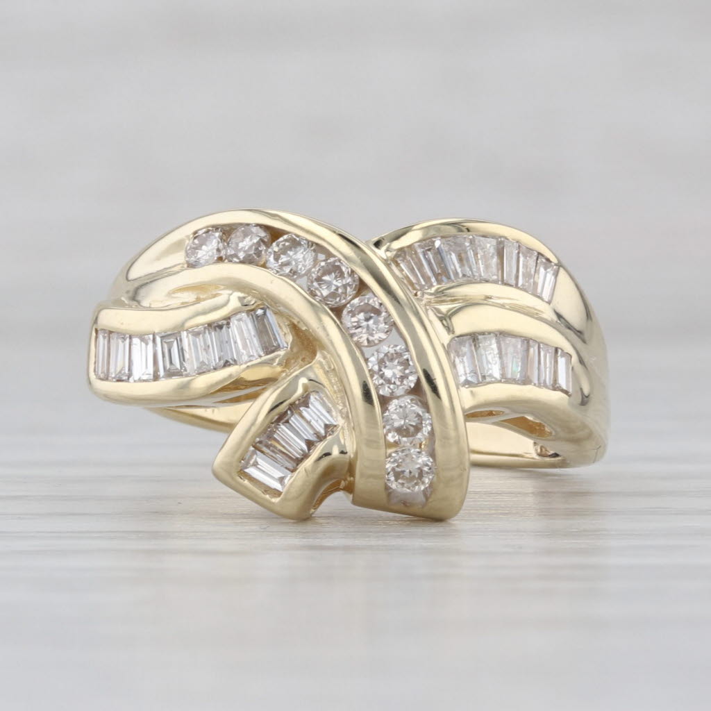 0.73ctw Diamond Cocktail Knot Ring 14k Yellow Gold Size 7