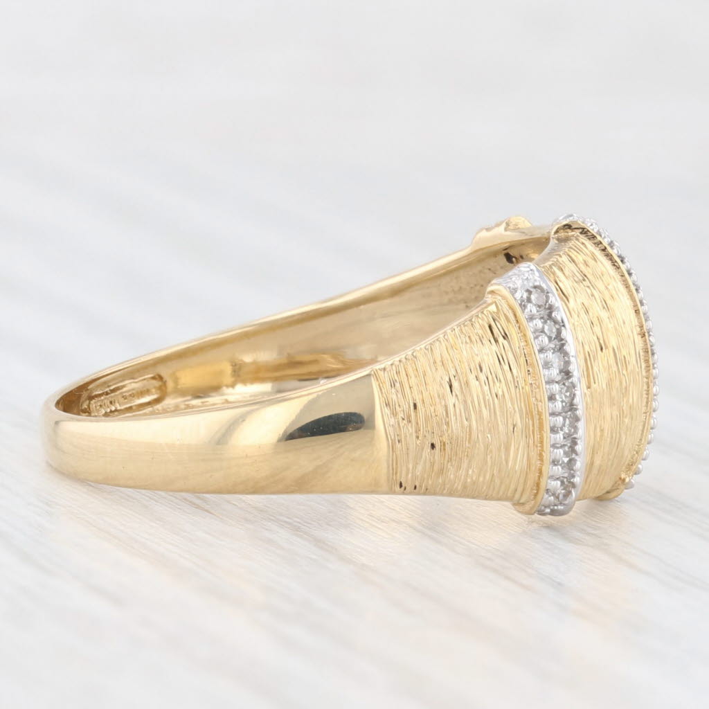 Antique White 0.11ctw Diamond Textured Ring 18k Yellow Gold Size 10.25