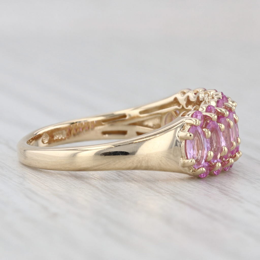 2.20ctw Pink Sapphire Cluster Ring 14k Yellow Gold Size 9