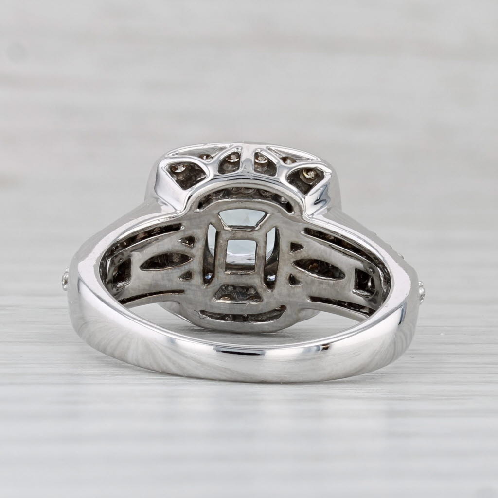 Light Gray Le Vian 1.30ctw Aquamarine Diamond Halo Ring 14k White Gold Size 6.75