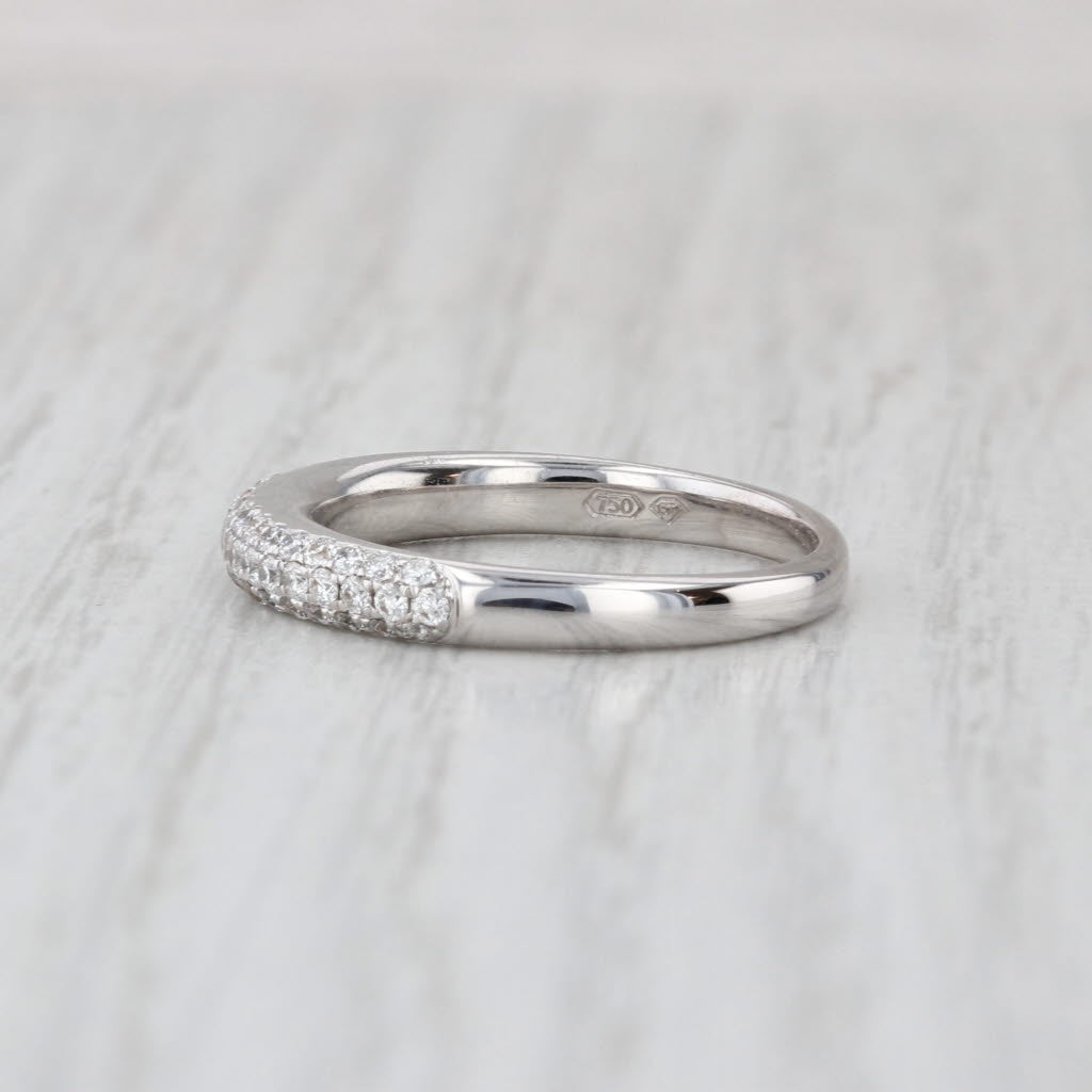 0.50ctw Pave Diamond Wedding Band 18k White Gold Size 6.5 Ring Stackable