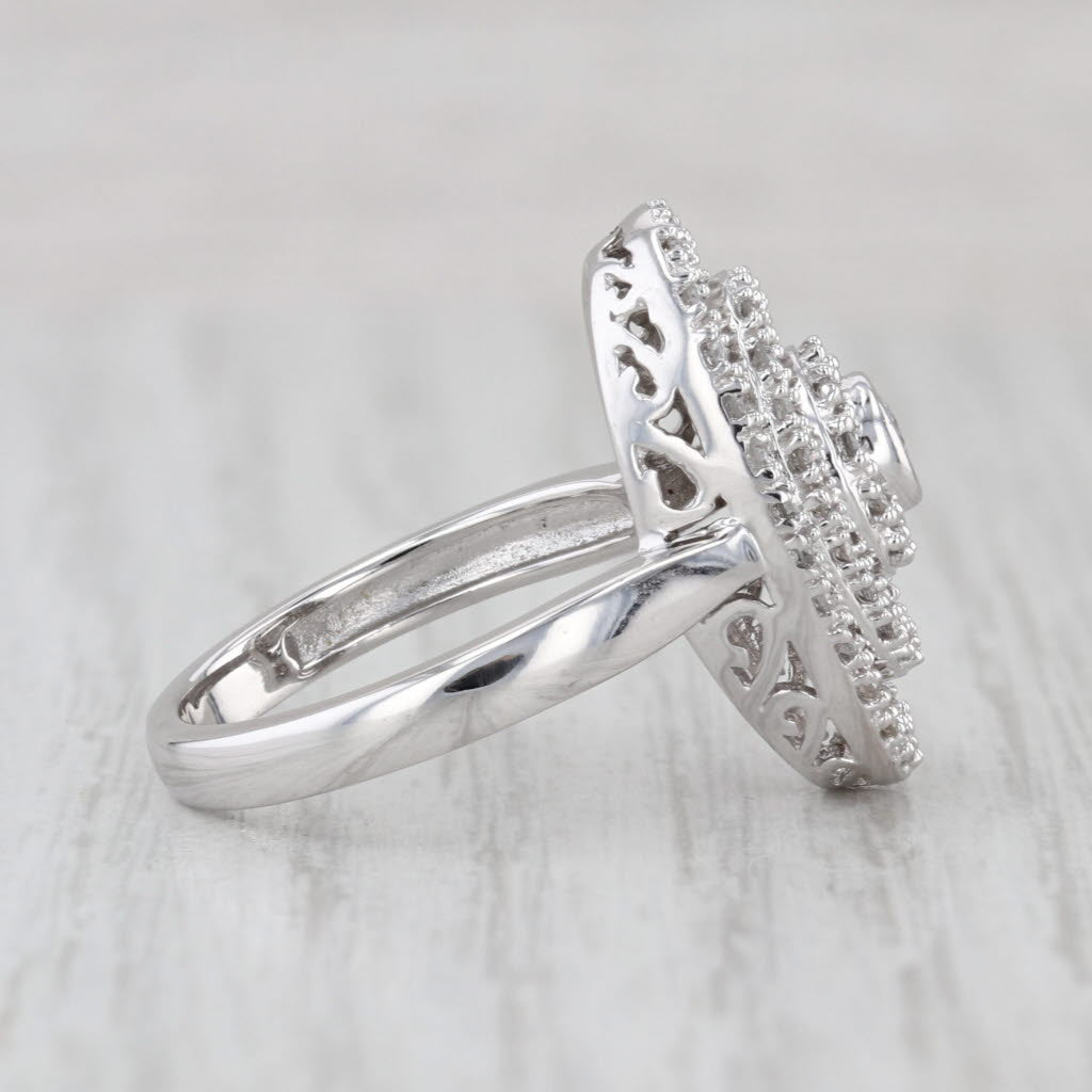 0.48ctw Diamond Halos Engagement Ring 14k White Gold Size 7.25