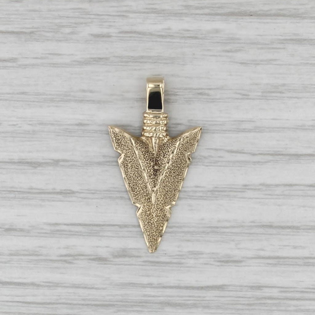 Arrowhead Pendant 14k Yellow Gold Brushed Detailed