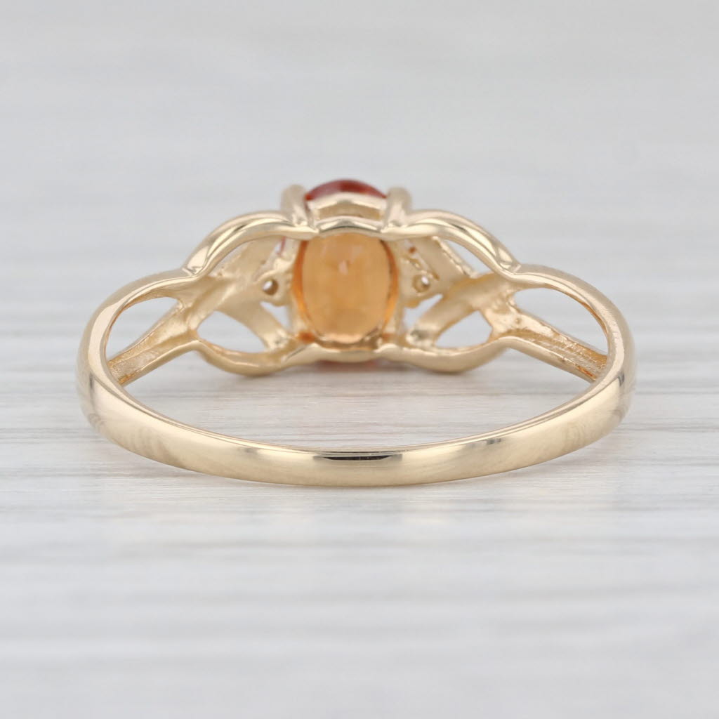 0.98ctw Orange Spessartine Garnet Diamond Ring 14k Yellow Gold Size 8.25