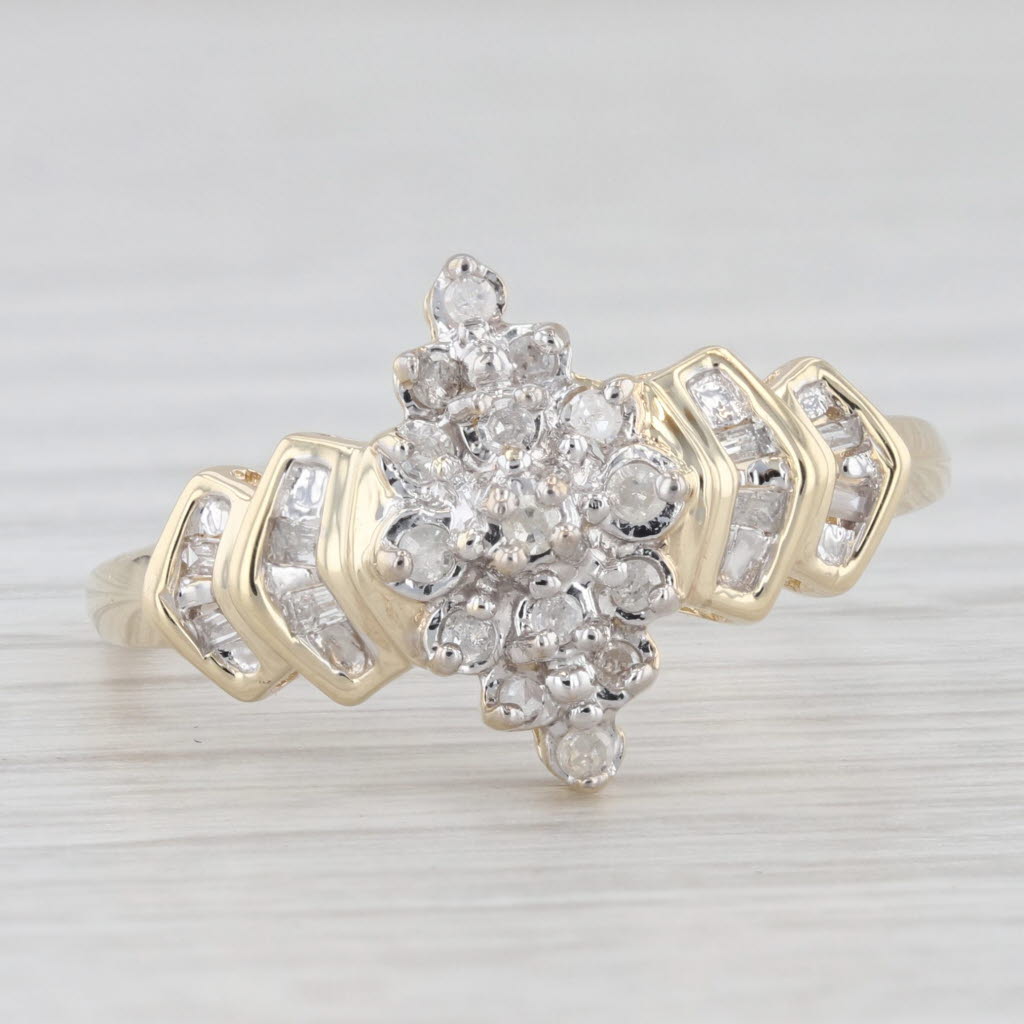 Light Gray 0.16ctw Diamond Cluster Ring 10k Yellow Gold Size 10 Engagement