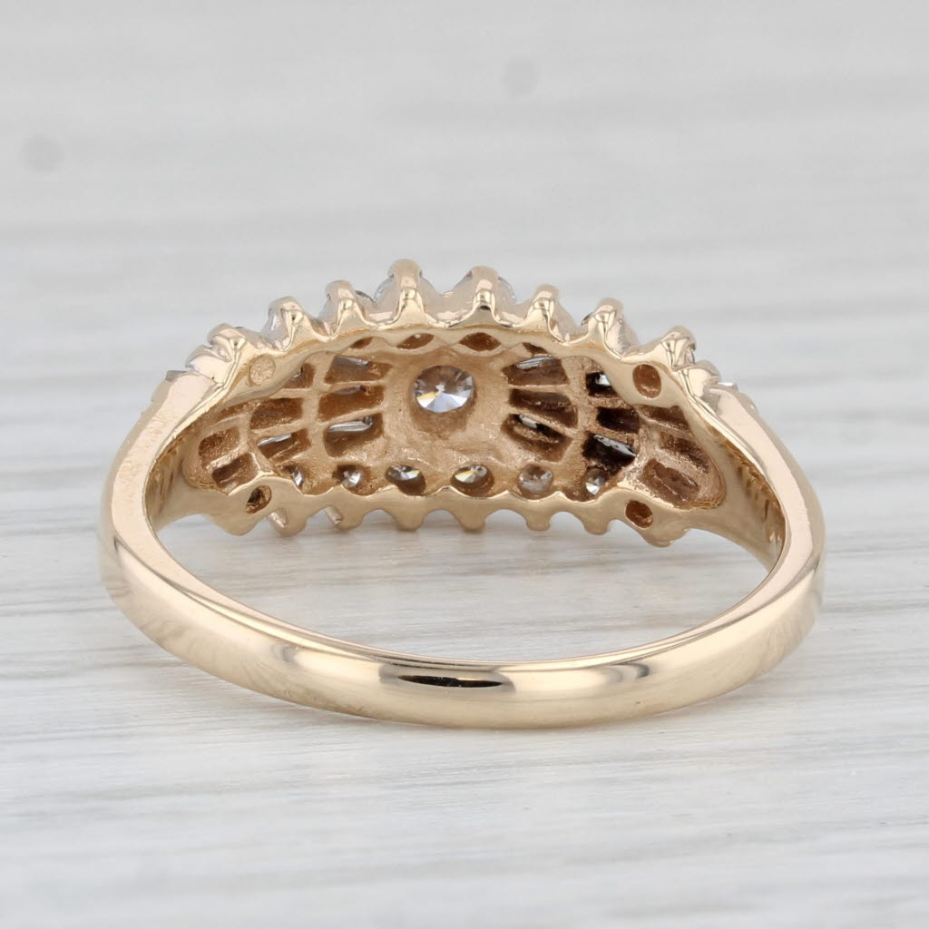 Light Gray 0.81ctw Diamond Cluster Ring 14k Yellow Gold Engagement Size 7.25