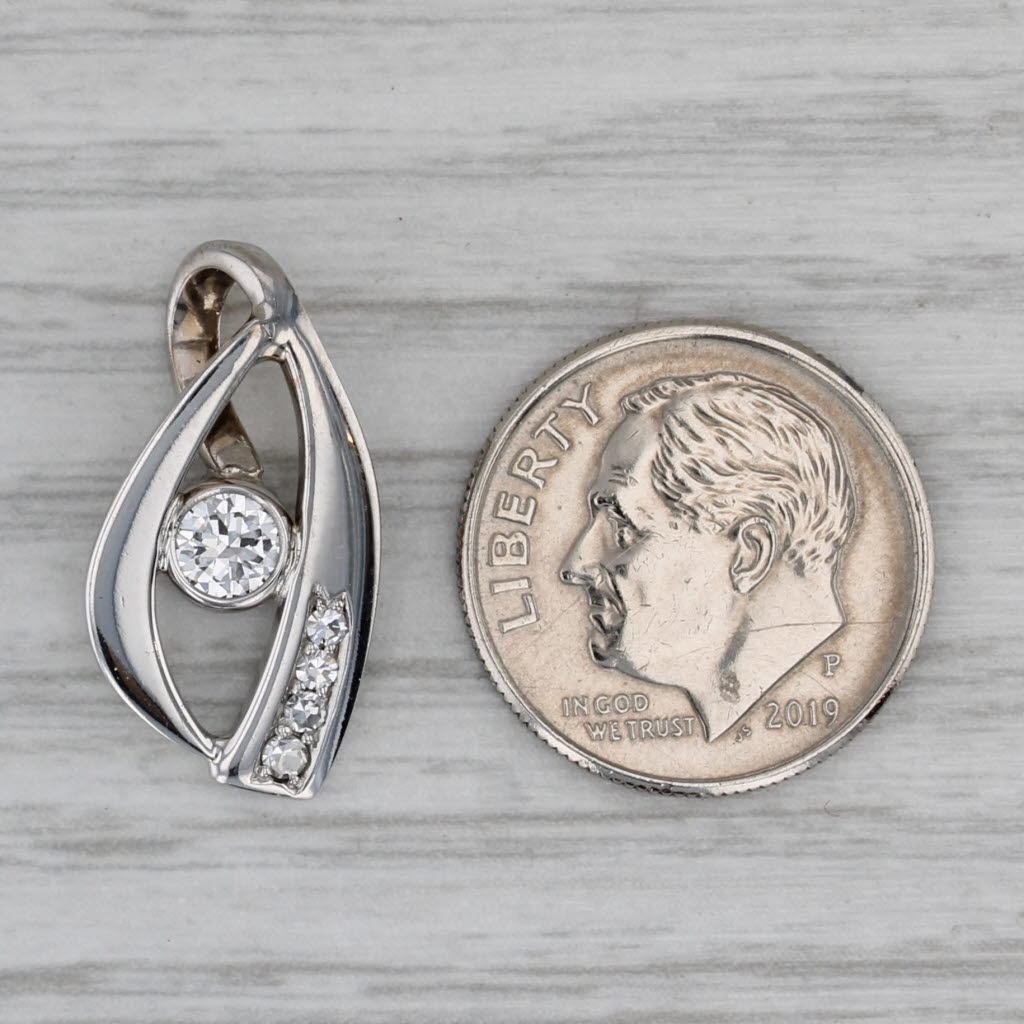 Gray 0.33ctw Diamond Drop Pendant 14k White Gold