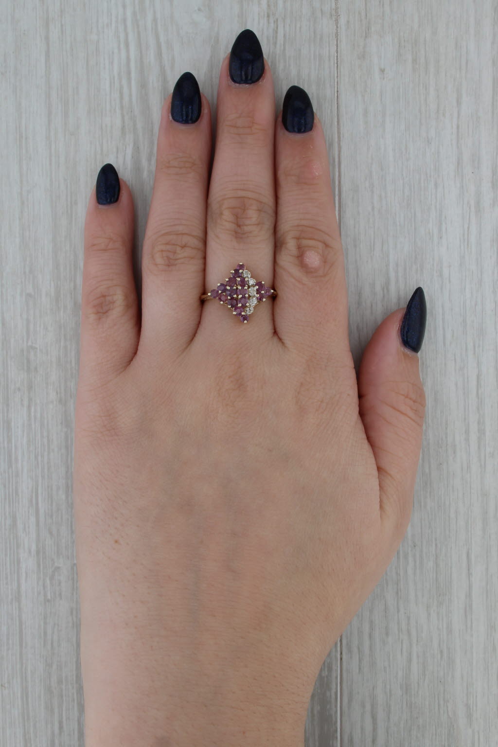 1.24ctw Pink Sapphire Diamond Cluster Ring 10k Yellow Gold Size 8