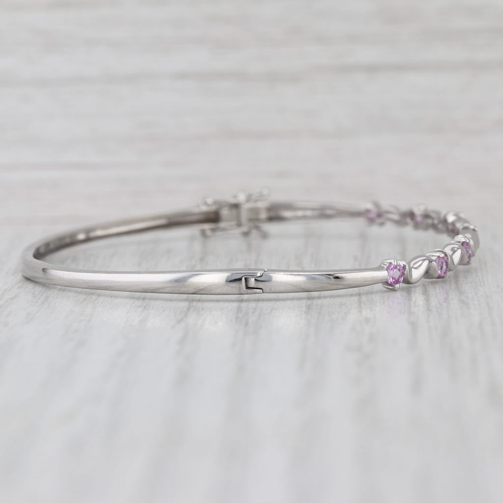 0.50ctw Pink Sapphire Bangle Bracelet 14k White Gold 6.75"