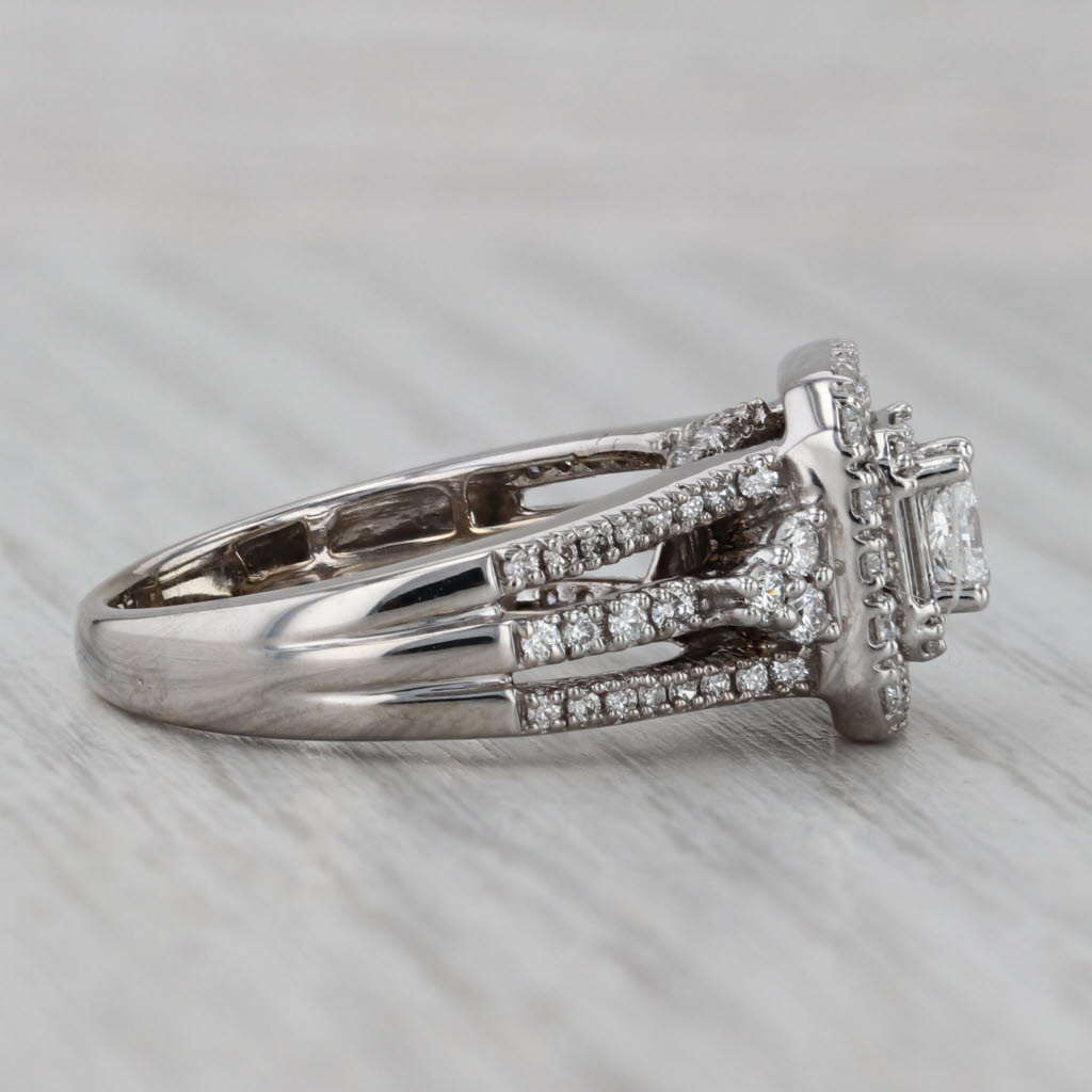 Gray 1.15ctw Diamond Halo Engagement Ring 14k White Gold Size 6.5 Bridal Celebration