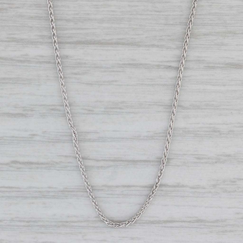 Gray Wheat Chain Necklace 14k White Gold 18" 1.1mm