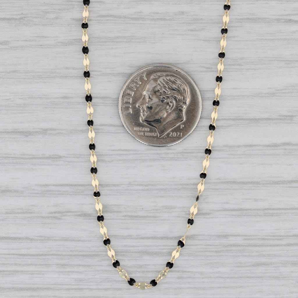 Gray New Enamel Marquise Link Chain 14k Yellow Gold 18" 1.2mm