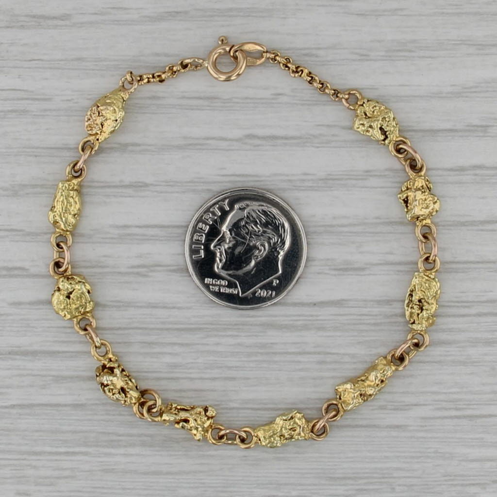 7" Nugget Cable Chain Bracelet 14k -20k Yellow Gold