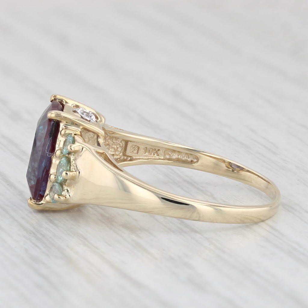 Light Gray 3.74ctw Lab Created Alexandrite Chrysoberyl Diamond Ring 10k Yellow Gold Sz 7.75