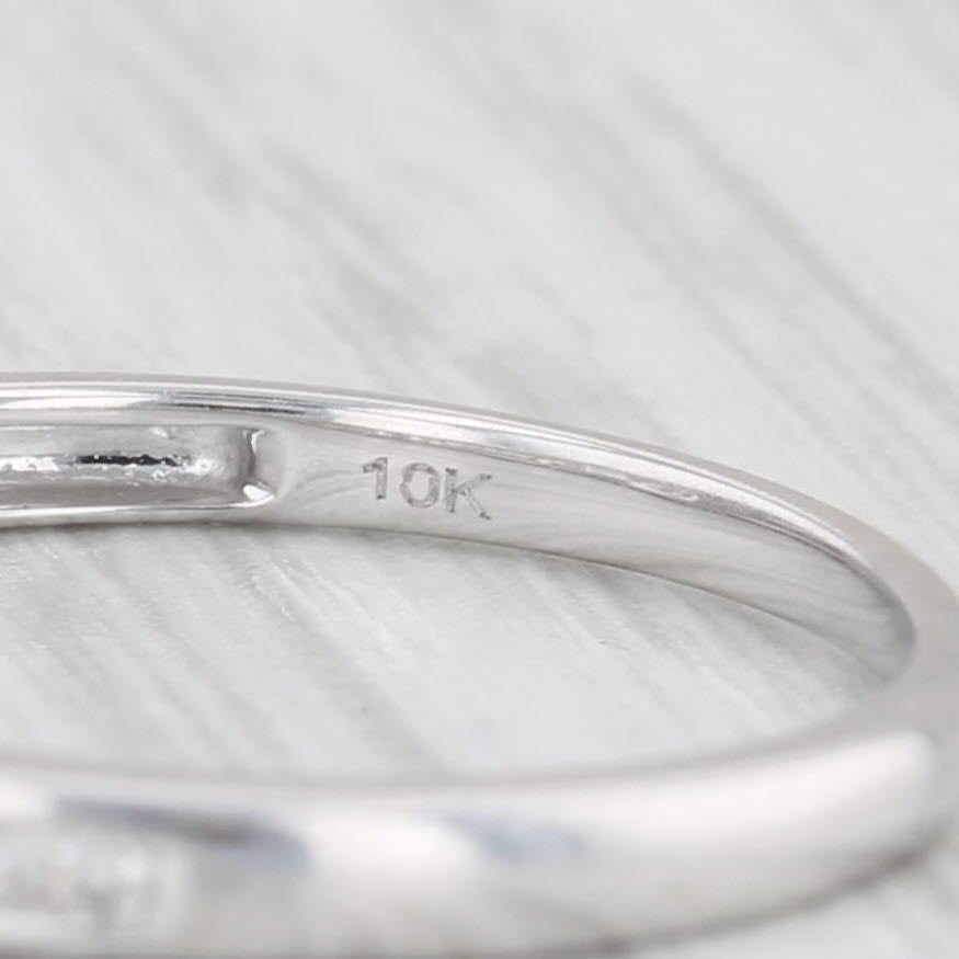 Light Gray 0.15ctw Diamond Wedding Band 10k White Gold Size 6.75 Stackable Ring