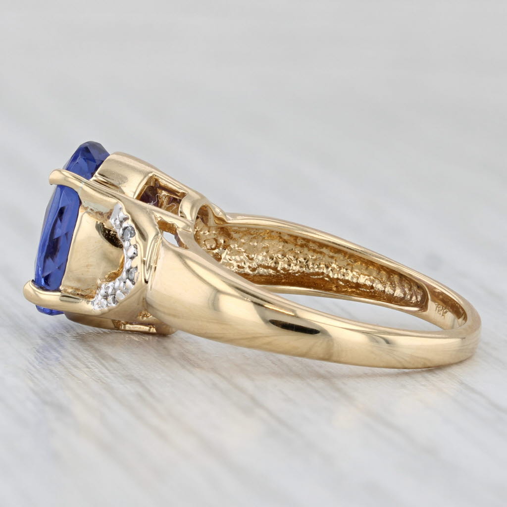 Light Gray 3.22ct Oval Tanzanite Diamond Ring 18k Yellow Gold Size 6.75