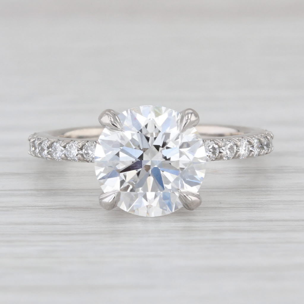 New IGI 3.55ctw Round Lab Grown Diamond Engagement Ring 14k White Gold Size 6.5