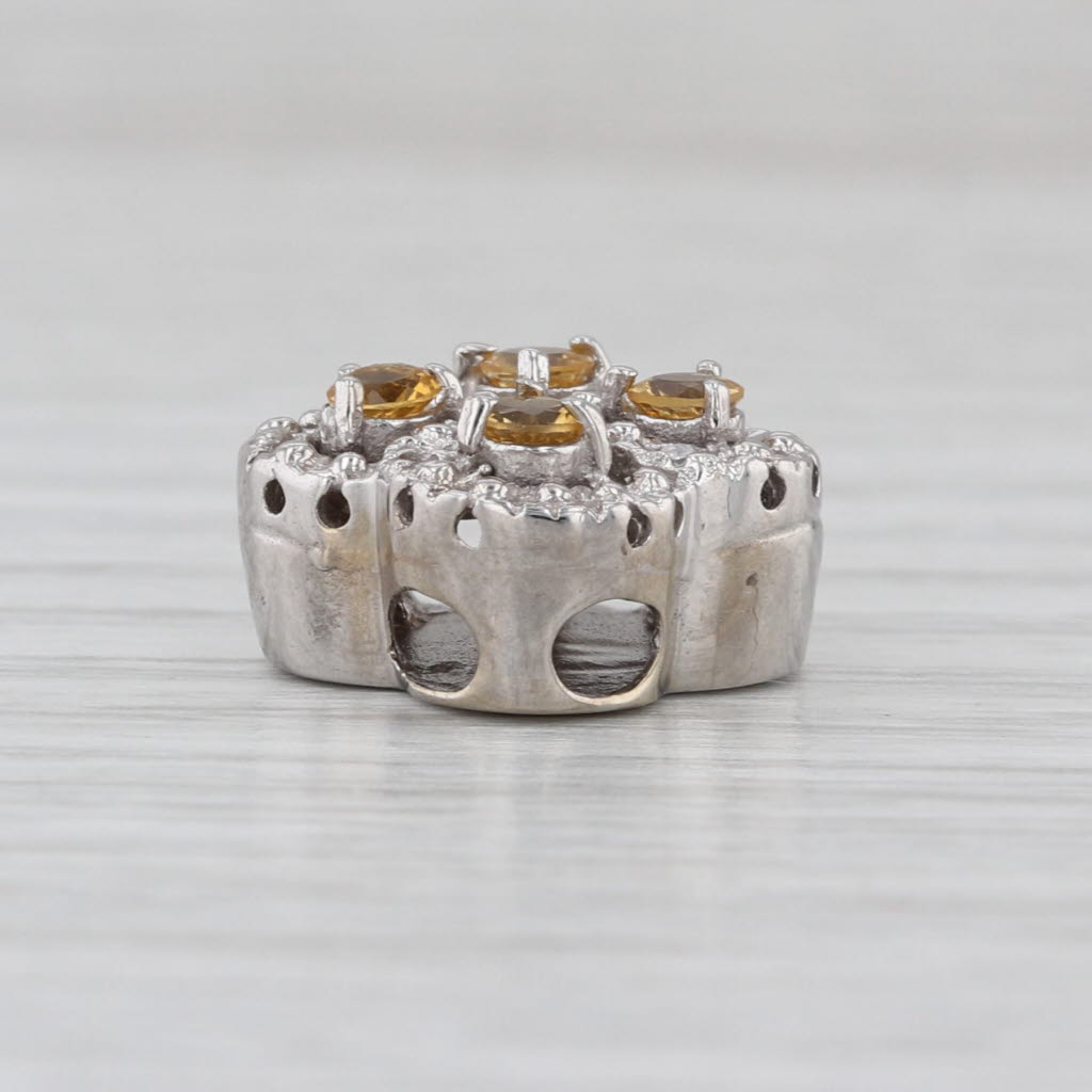Richard Klein 0.43ctw Citrine Diamond Slide Bracelet Charm 10k White Gold