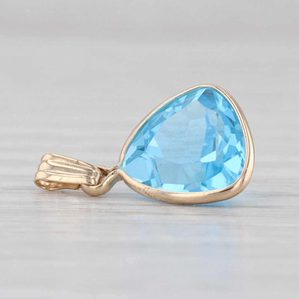 3.50ct Trillion Solitaire Topaz Teardrop Pendant 14k Yellow Gold Drop