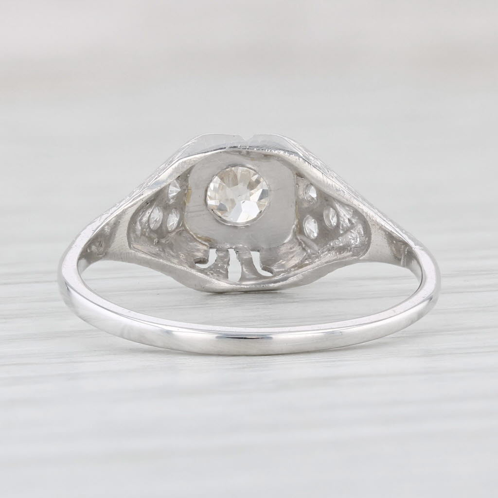 Light Gray Antique 0.63ctw Diamond Engagement Ring 18k 14k White Gold Size 7.75