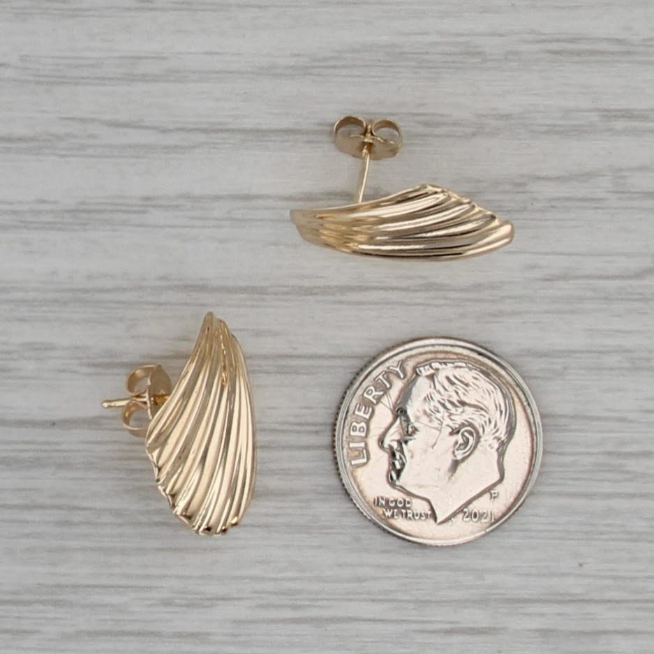 Shell Stud Earrings 14k Yellow Gold Nautical Studs