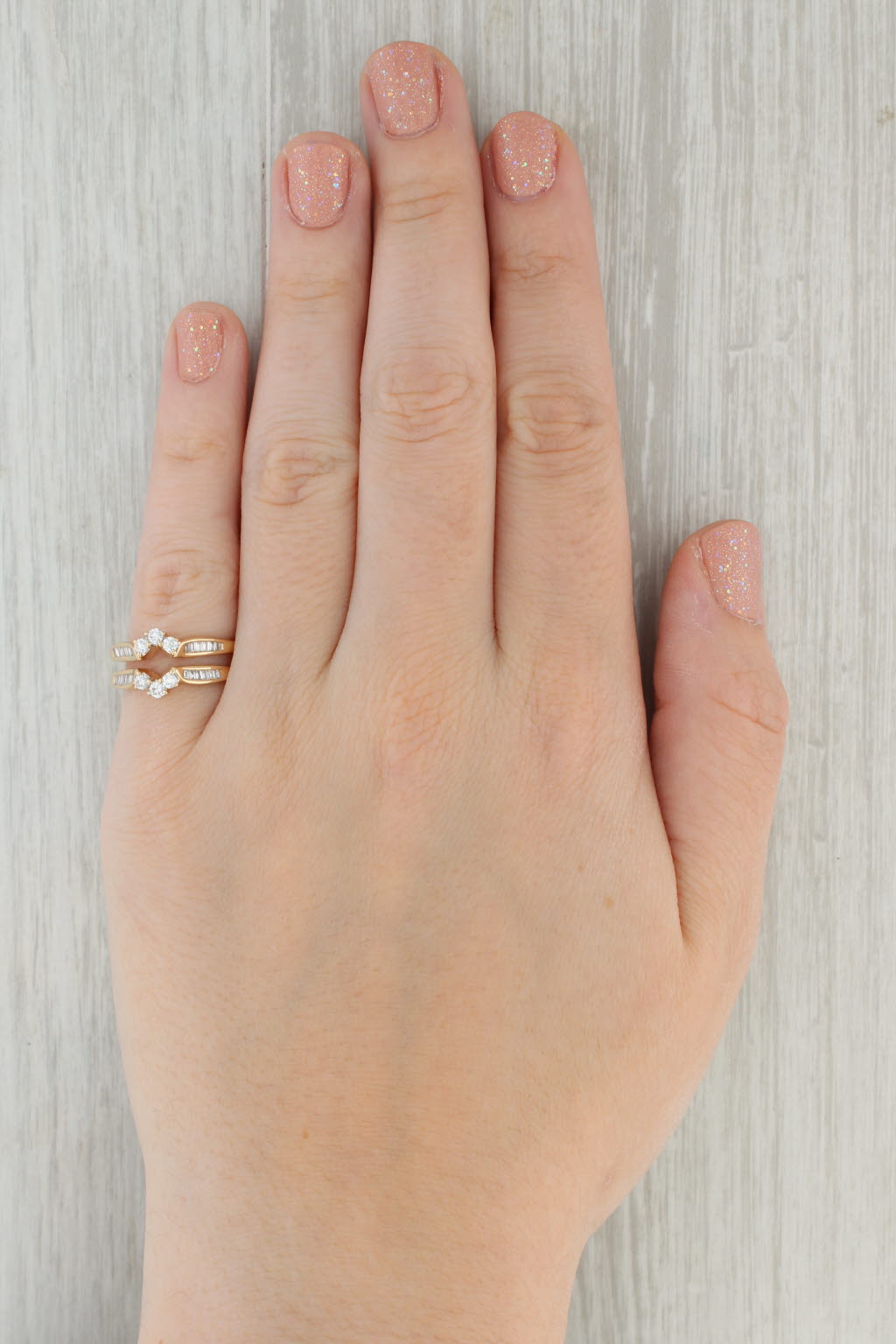 Tan 0.52tw Diamond Ring Jacket Guard 14k Yellow Gold Size 6 Wedding Bridal