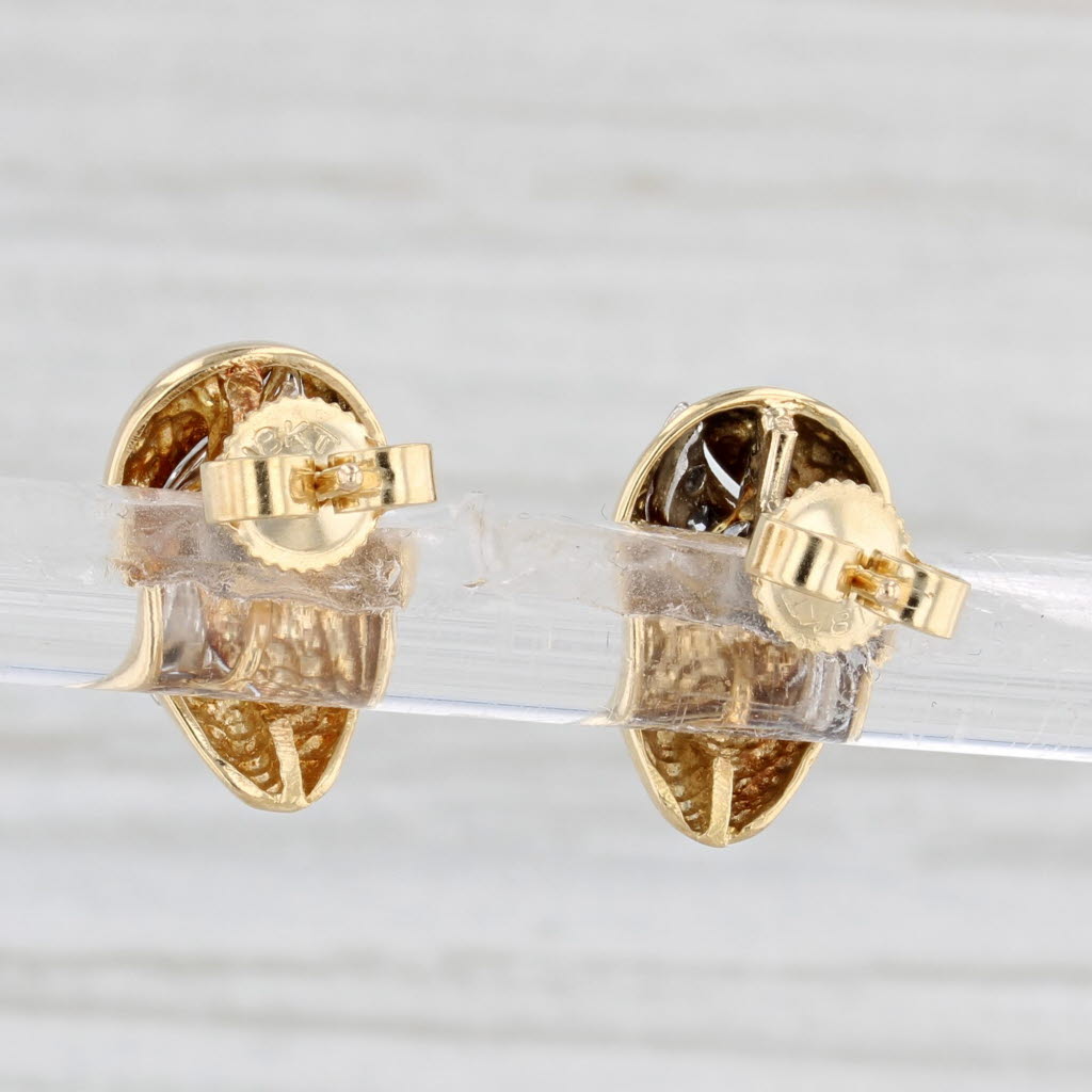 Light Gray Diamond Teardrop Stud Earrings 18k Yellow Gold