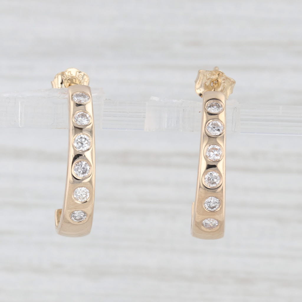 Light Gray 0.50ctw Diamond J-Hook Drop Earrings 14k Yellow Gold