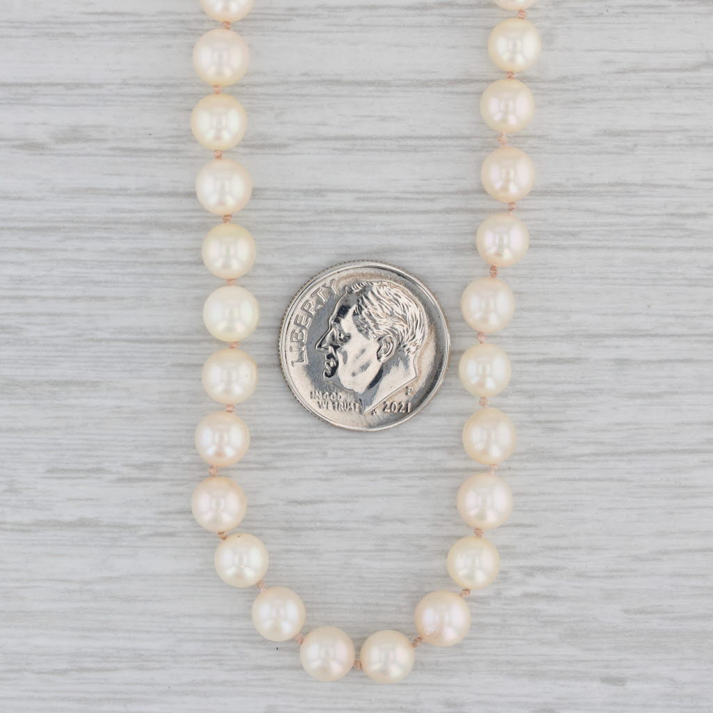 Gray White Cultured Pearl Bead Strand Necklace 14k Gold Clasp 17.5"
