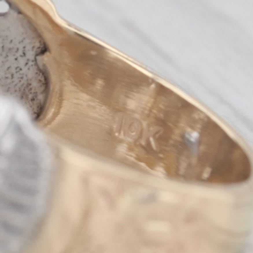 Gray Diamond Scottish Rite Masonic Eagle Ring 10k Gold 32nd Degree Signet Size 10.25