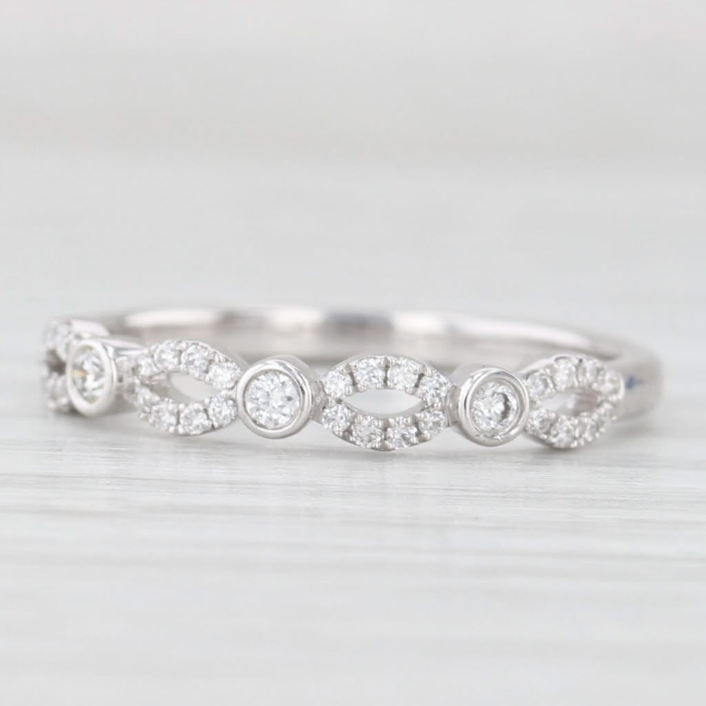 Light Gray New 0.16ctw Diamond Wedding Band 14k White Gold Stackable Anniversary Ring 6.5