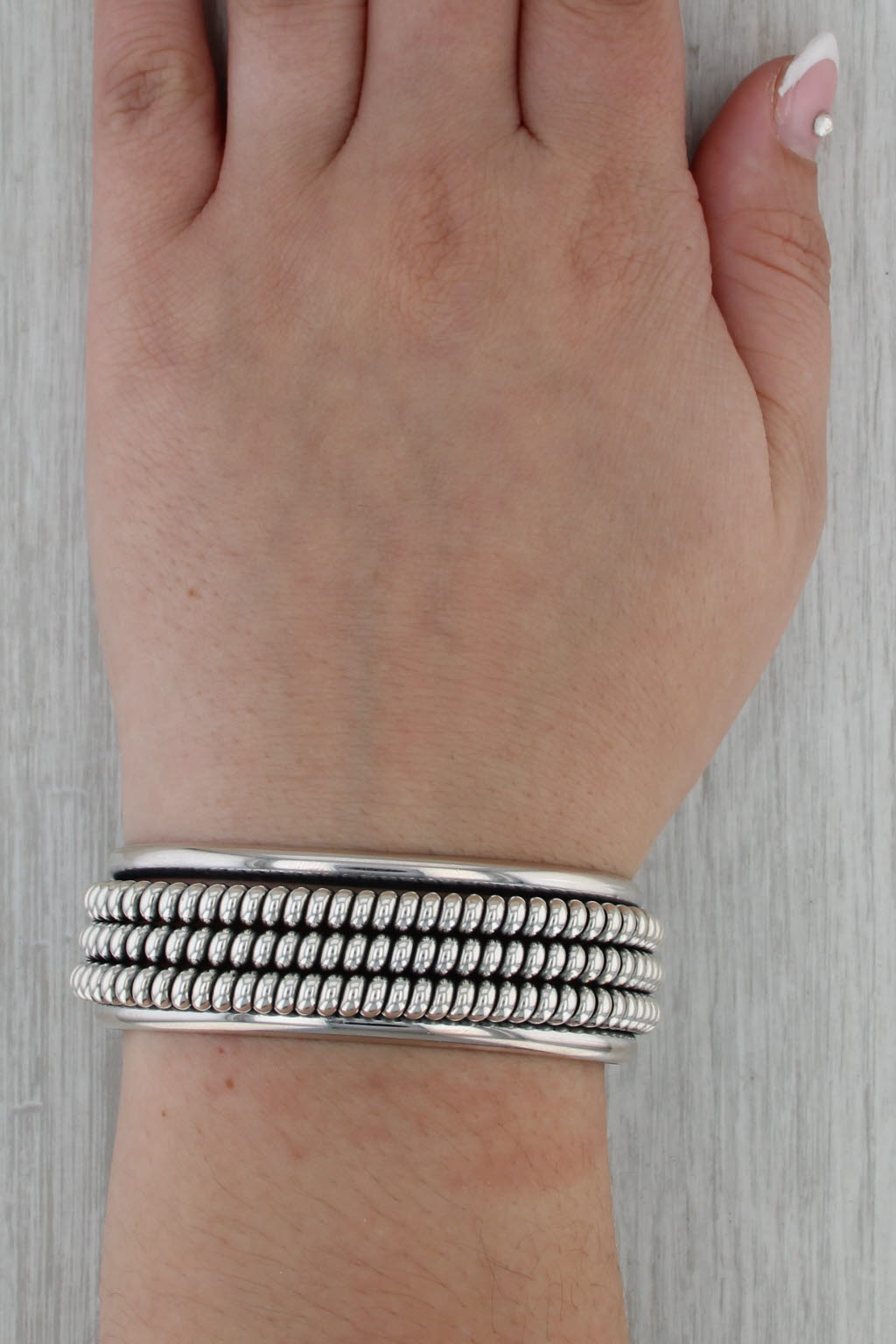 P Tsosie Sr Navajo Native American Cuff Bracelet Sterling Silver 6.5" 21.1mm