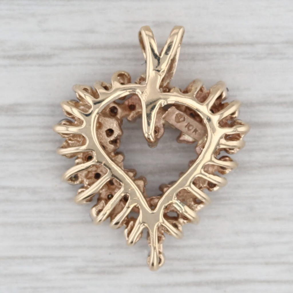 0.75ctw Diamond Cluster Open Heart Pendant 10k Yellow Gold
