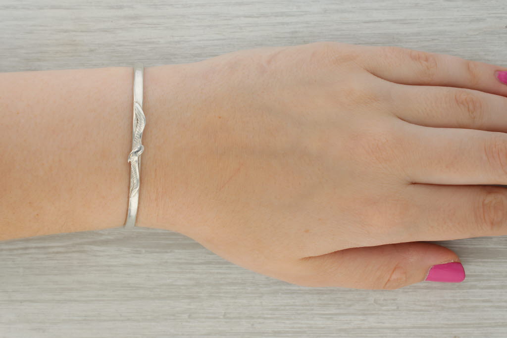 Rosy Brown Soaring Bird Cuff Bracelet Sterling Silver 6.5" 5.8mm