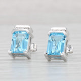 Light Gray 3.51ctw Blue Topaz Diamond Stud Earrings 14k White Gold