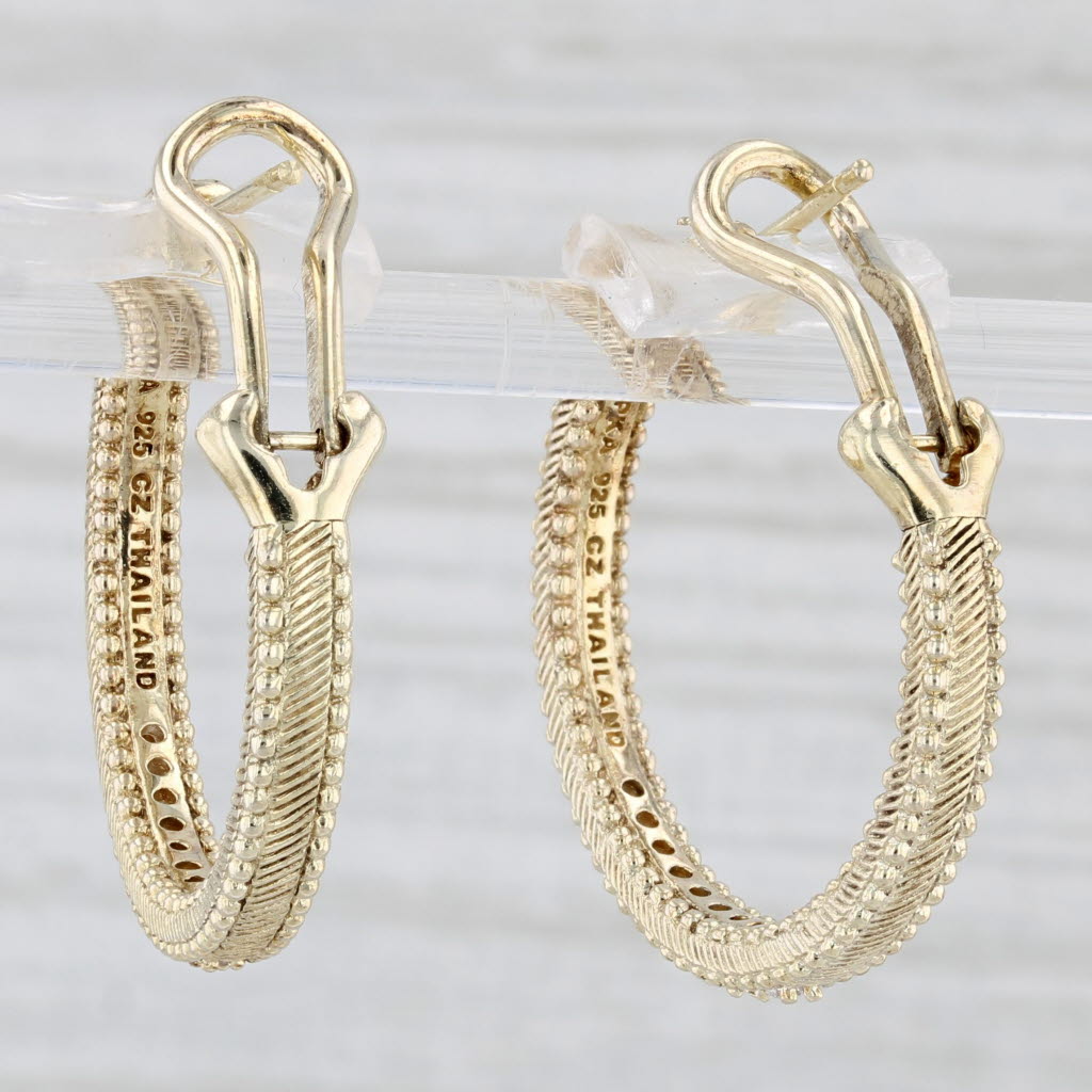 Light Gray Ripka Inside Out Cubic Zirconia Hoop Earrings Sterling Silver Gold Vermeil