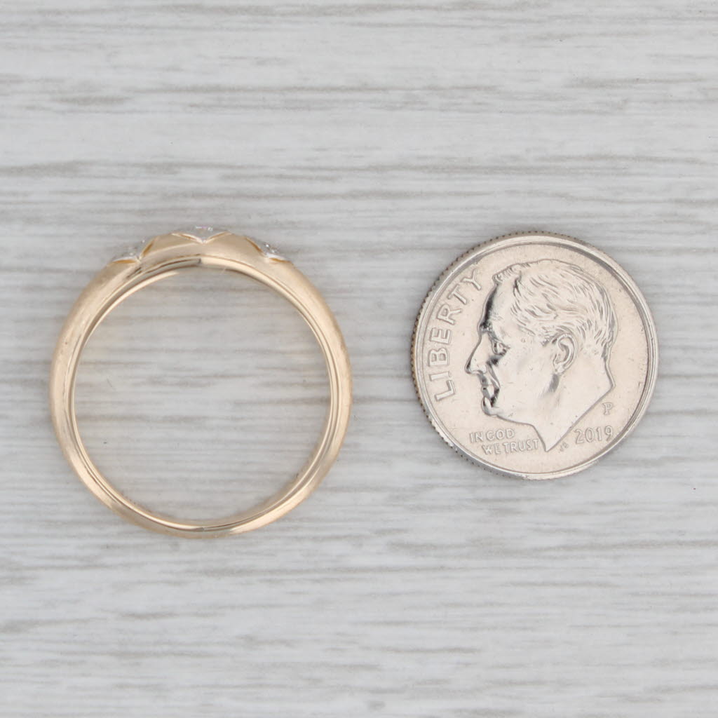 Gray Vintage Diamond 3-Stone Wedding Band 14k Yellow Gold Size 8 Stackable Ring