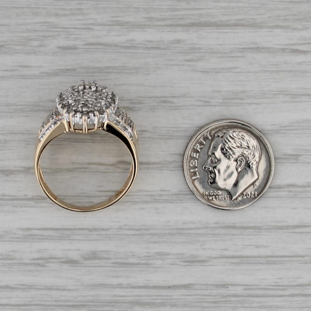0.36ctw Pave Diamond Cluster Ring 10k Yellow Gold Size 7.75
