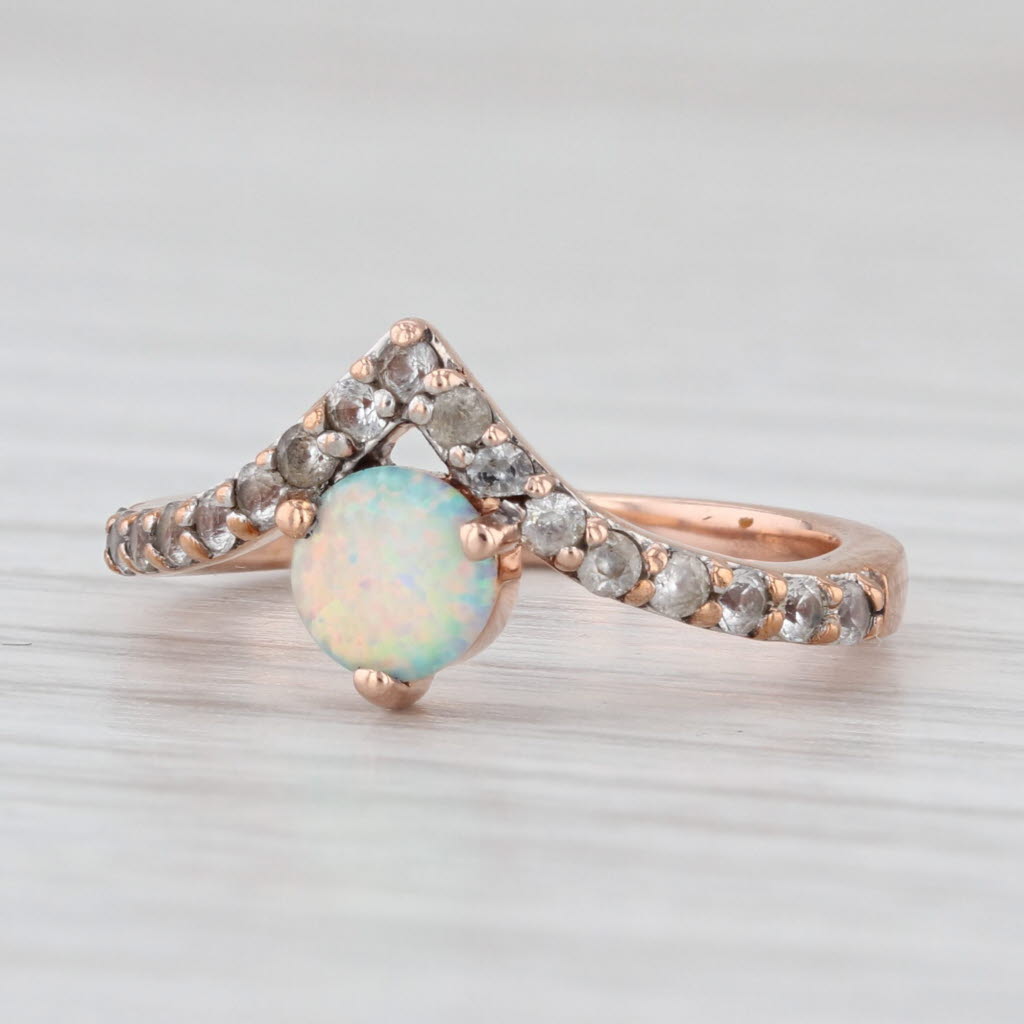 Lab Created Opal Sapphire Contoured Ring 10k Rose Gold Size 4