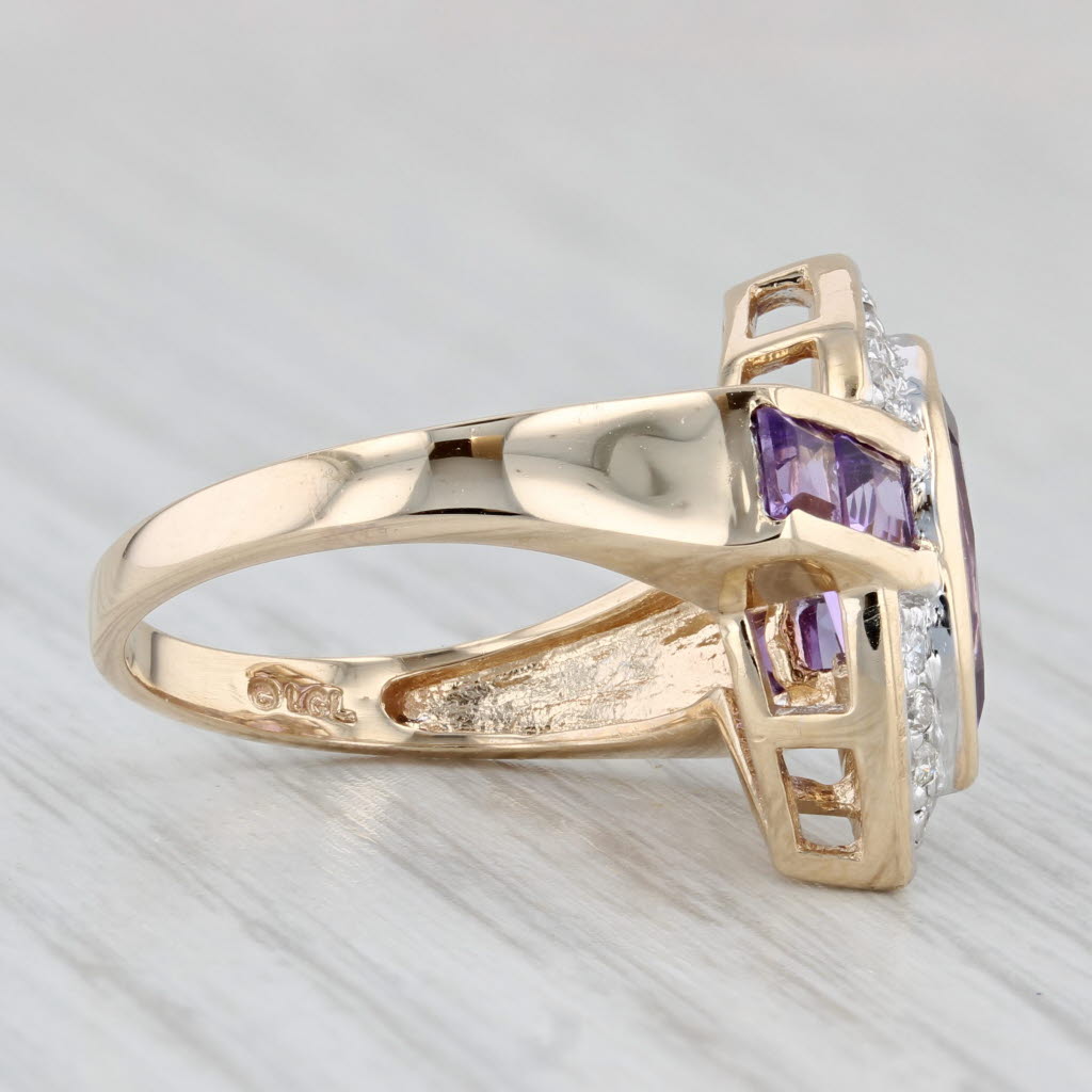 Light Gray 2.62ctw Marquise Amethyst Diamond Ring 10k Yellow Gold Size 6