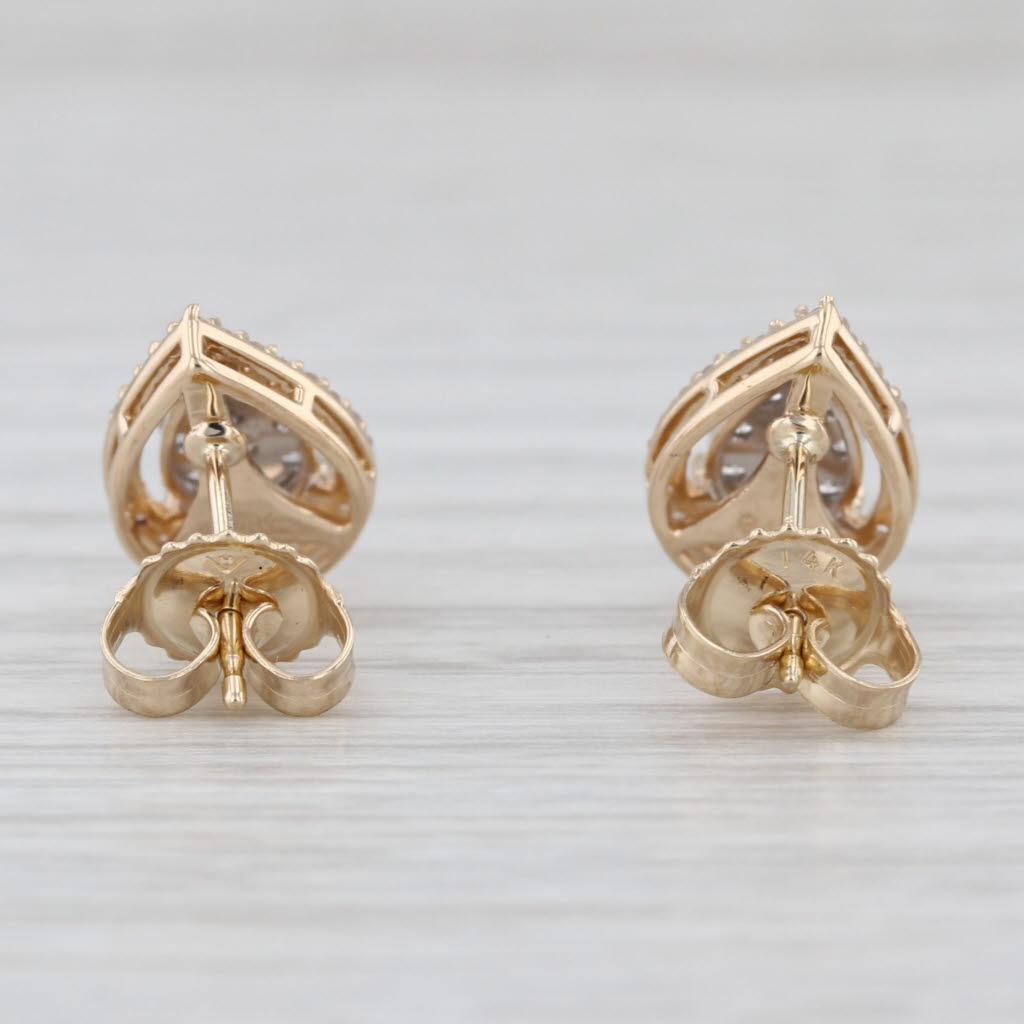 0.30ctw Diamond Teardrop Halo Earrings 14k Yellow Gold Studs
