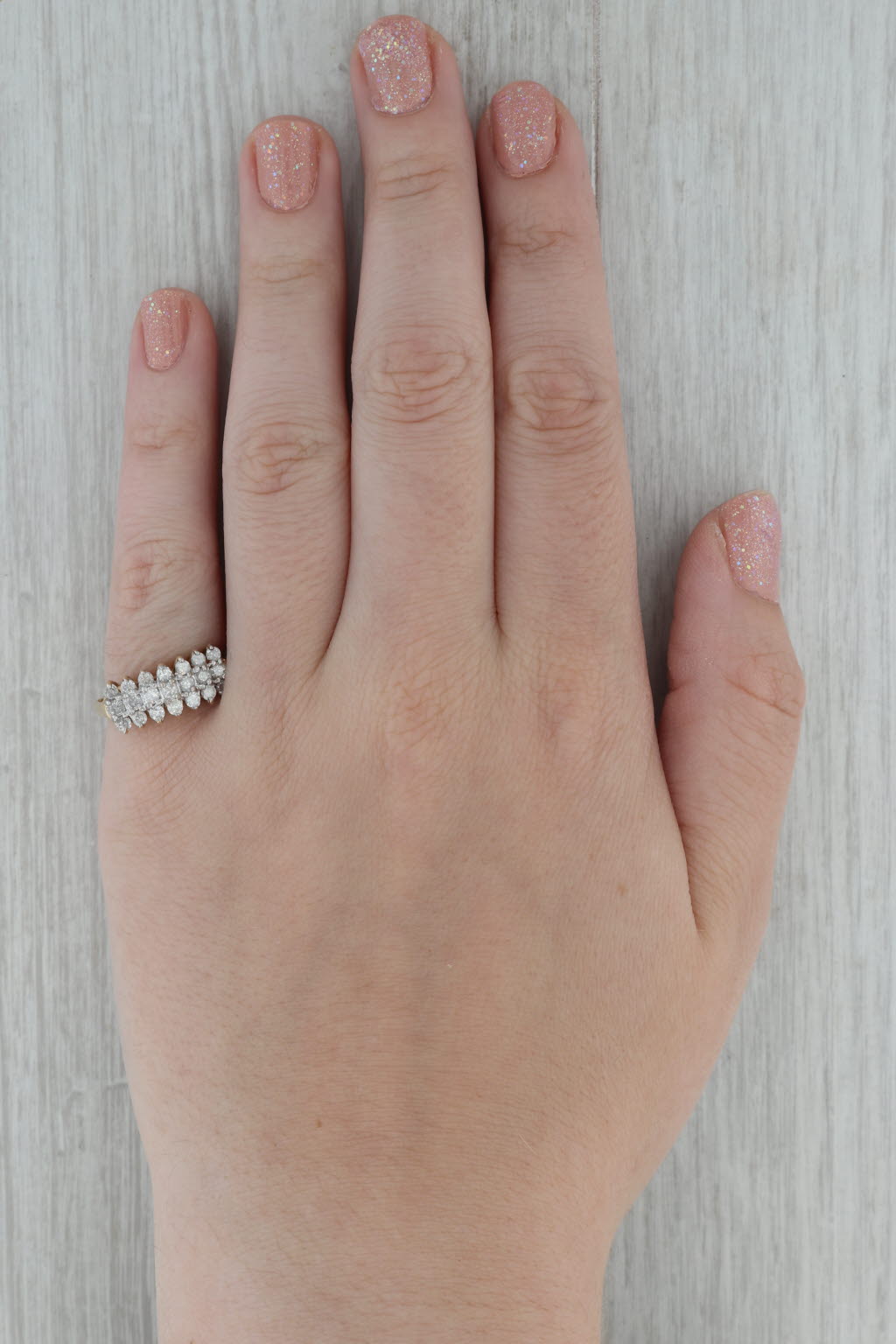 Rosy Brown 1ctw Diamond Cluster Tiered Ring 10k Yellow Gold Size 7.25