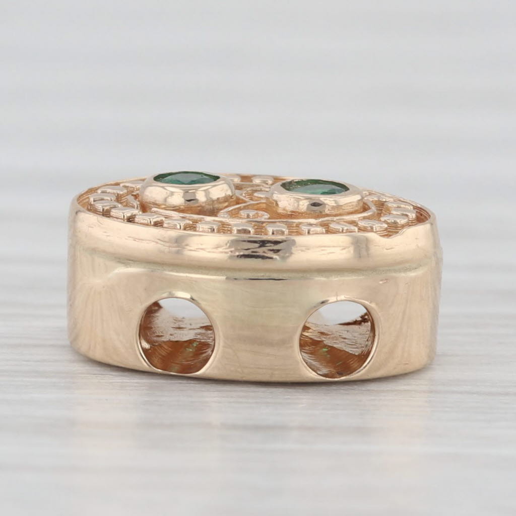 Light Gray Richard Glatter Emerald Vintage Slide Bracelet Charm 14k Yellow Gold