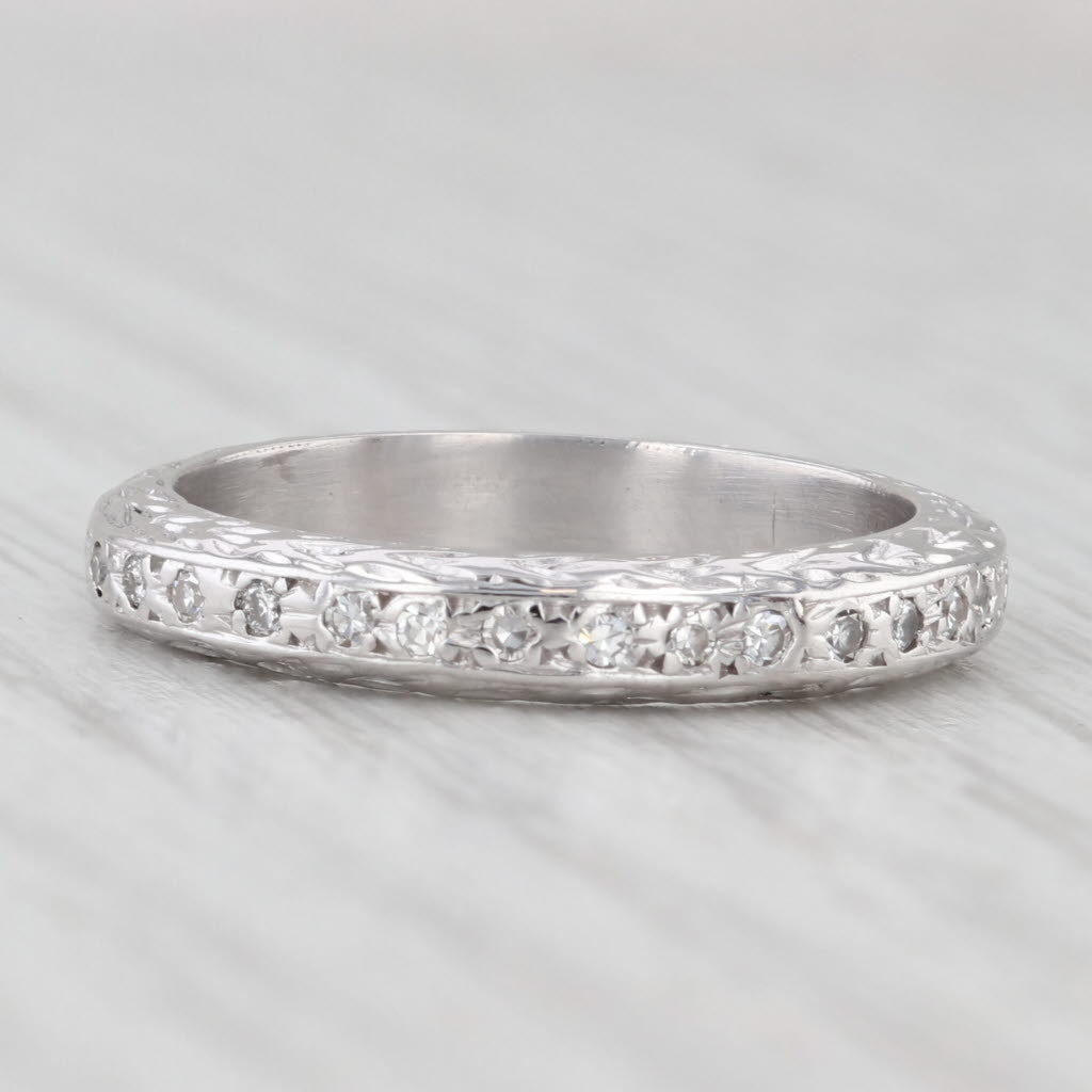 Light Gray 0.24ctw Diamond Eternity Wedding Band 14k White Gold Stackable Anniversary Ring