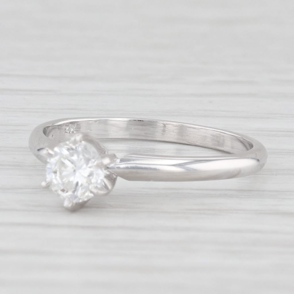 Light Gray 0.29ct VS2 Round Solitaire Diamond Engagement Ring 14k White Gold Size 6