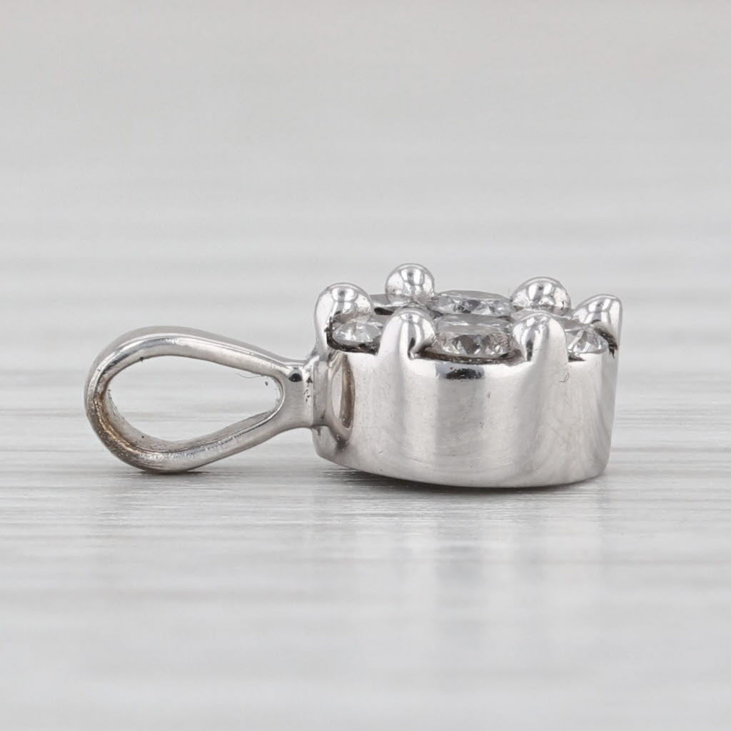 Diamond Cluster Pendant 14k White Gold Small Round Drop