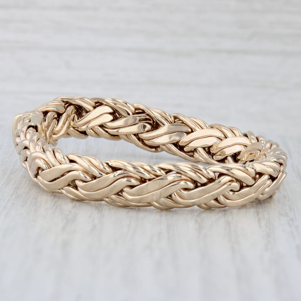 Light Gray Tiffany & Co 6.5" 9.7mm Russian Braid Chain Bracelet 14k Yellow Gold