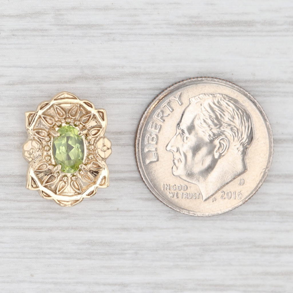 Light Gray 0.50ct Oval Peridot Slide Bracelet Charm 14k Yellow Gold Vintage Old Victoria