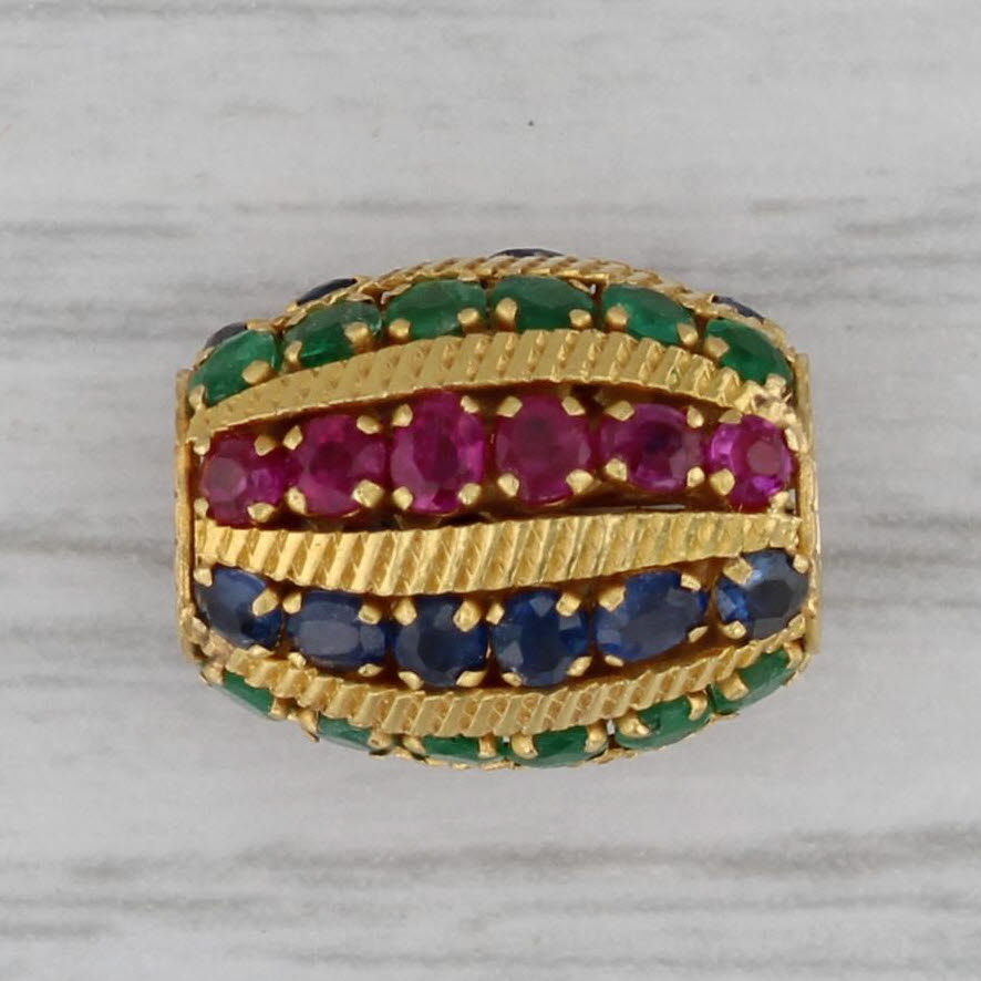 Gray 1.34ctw Ruby Emerald Sapphire Bead Slide Charm 18k Yellow Gold